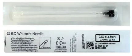 Aguja Espinal Whitacre 22 X 3.5 Corta BD