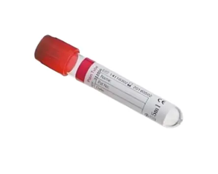 Tubo al Vacío sin Aditivo con Tapa Roja de 13×100 mm 6 ml Plástico PET- Gradilla con 100 piezas