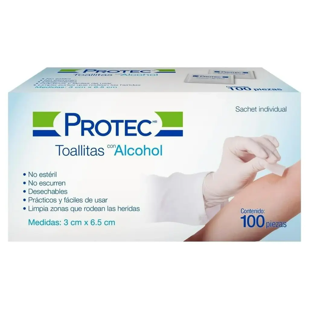 Toallas con alcohol c/100 protec