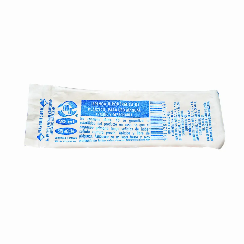 [J20P] Jeringa desechable DL 20ml  Sin aguja