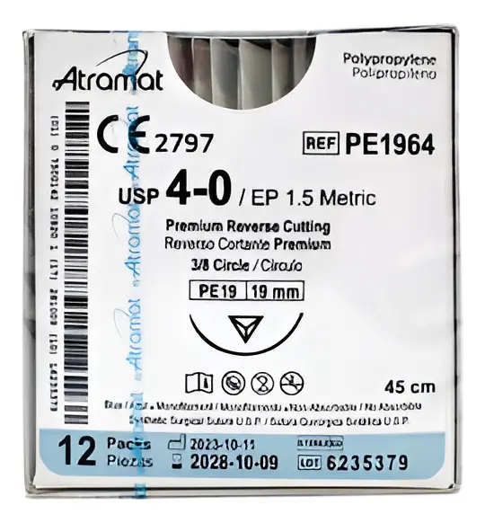 Polipropileno Azul 4-0 Pe19 45cm 3/8 Reverso Cort. 19mm