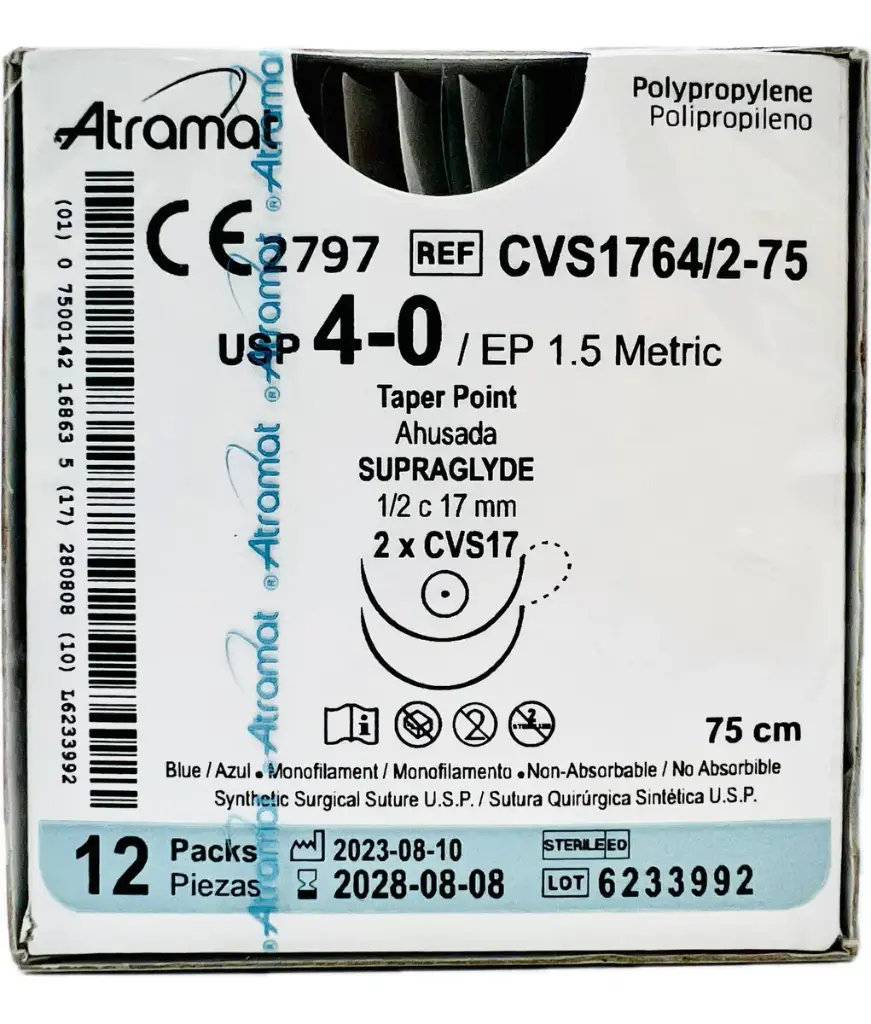 [AT-CVS1764/2-75] DIS POLIPROPILENO AZUL 4-0 75CM D/A CVS-17 CARDIOVASCULA PREMIUM CJA/12PZA