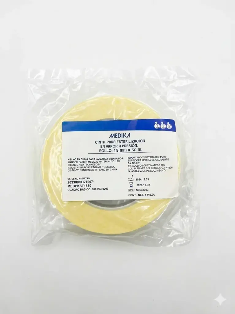 CINTA TESTIGO PARA ESTERILIZACION EN VAPOR 18 MM X 50 M MEDIKA