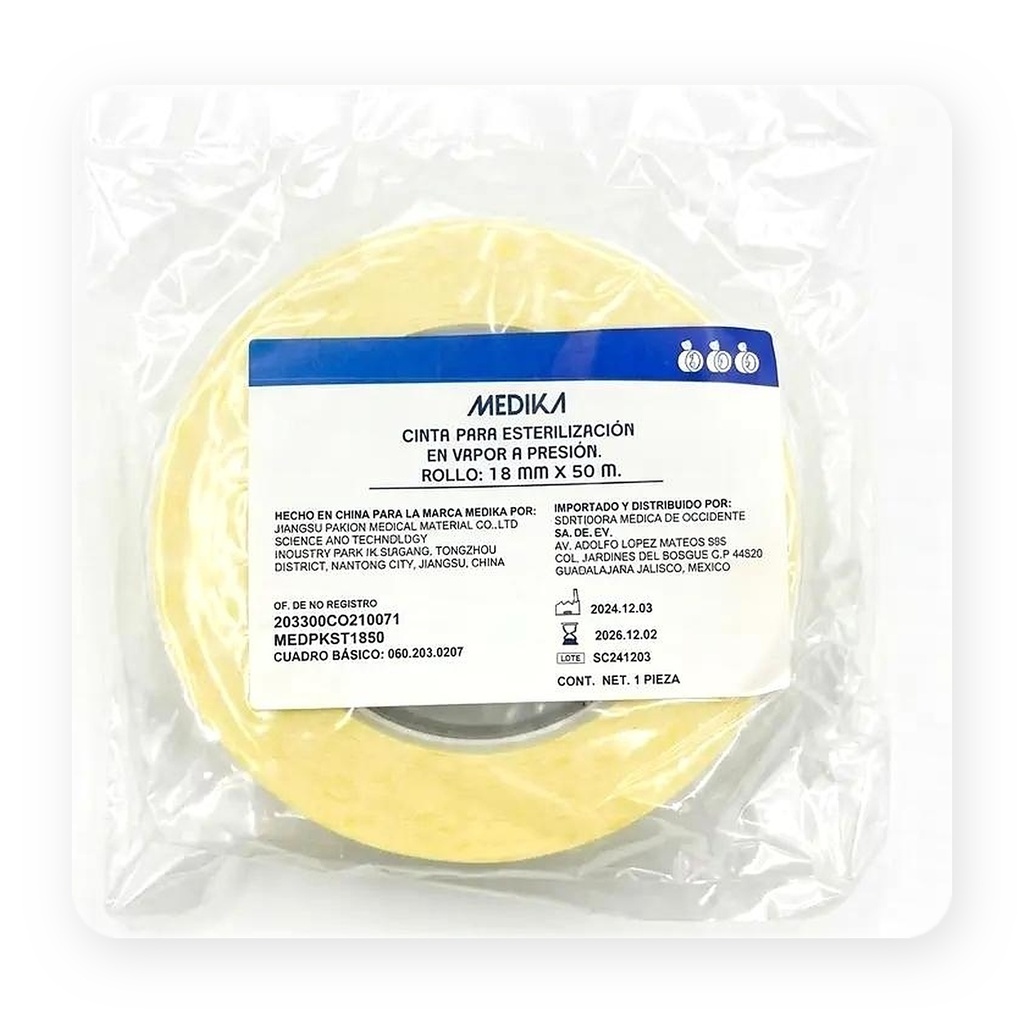 CINTA TESTIGO PARA ESTERILIZACION EN VAPOR 18 MM X 50 M MEDIKA
