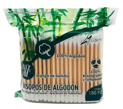 [788115524122] Hisopos de Algodón con mango de bambú C/150 Pzs
