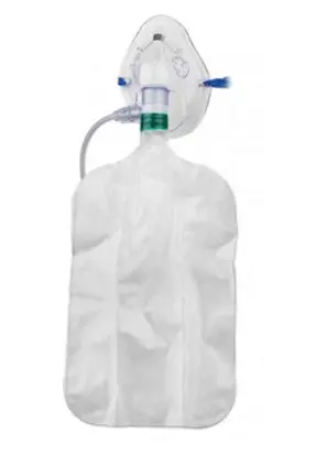 Mascarilla para oxigeno PEDIÁTRICA con bolsa reservorio, de alta concentración válvula y tubería de 2.1m / 7'