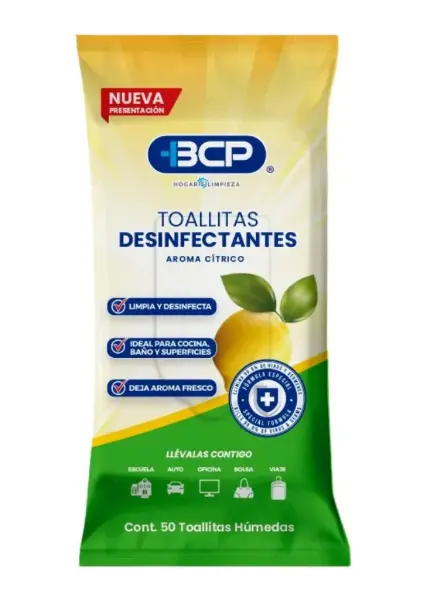 Toallitas Desinfectantes Cítricas 50 pzs