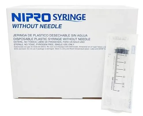 JERINGA HIPODERMICA DESECHABLE 50 ML SIN AGUJA NIPRO