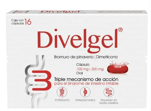 Divelgel Bromuro De Pinaverio/Dimeticona 100/300 Mg 16 Cap