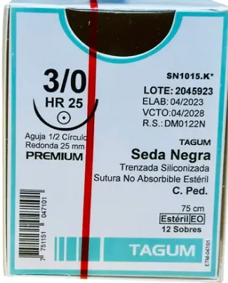 SEDA 3/0 HR 25 AGUJA 1/2 CIRCULAR TAGUM