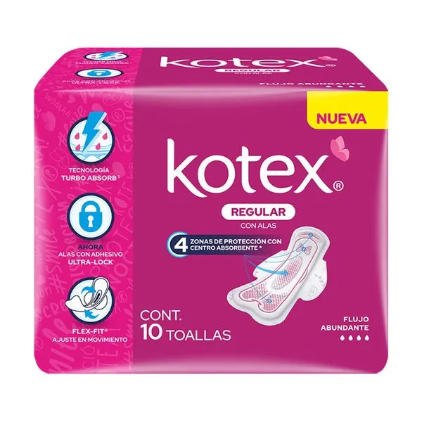 Toallas Sanitarias Kotex Anatomic Delgada con Alas con 10