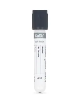 Tubo gris al vacío tipo vacutainer con fluoruro de sodio / oxalato de potasio (inhibidor glucolítico) 13×75 mm 4 ml