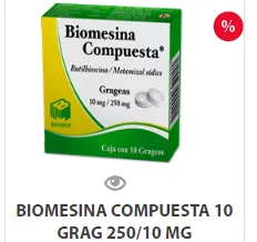Butilhioscina/Metamizol 10/250 Mg 10 Grageas Genérico BIOMESINA COMPUESTA