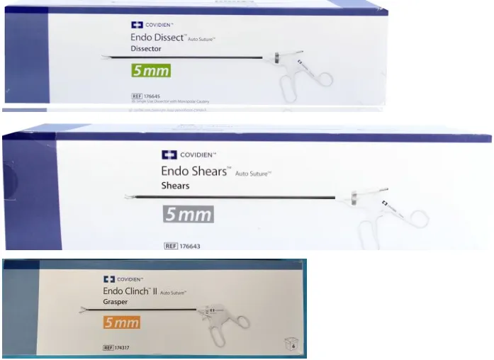KIT INSTRUMENTAL PARA LAPAROSCOPIA KIT CON 4 PZS (1 Dissector 176645 , 1 Shear 176643, 2 Clinch 174317) Covidien