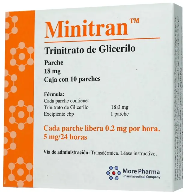 MINITRAN 18MG 5MG  Trinitrato de Glicerilo (Nitroglicerina) c/10 parches