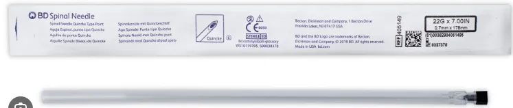 [405149] Aguja Espinal Quincke 22G x 7.0 in BD Larga