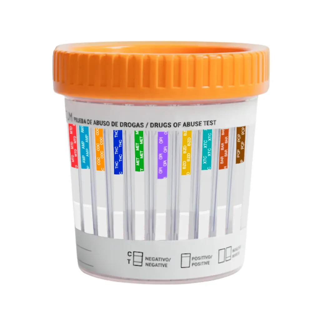 [HCDOAB-3104] Multidroga Frasco Simple de 10 parámetros (AMP/COC/THC/MET/MOR/BZD/XTC/BAR/PCP/MTD) Certum Caja con 25