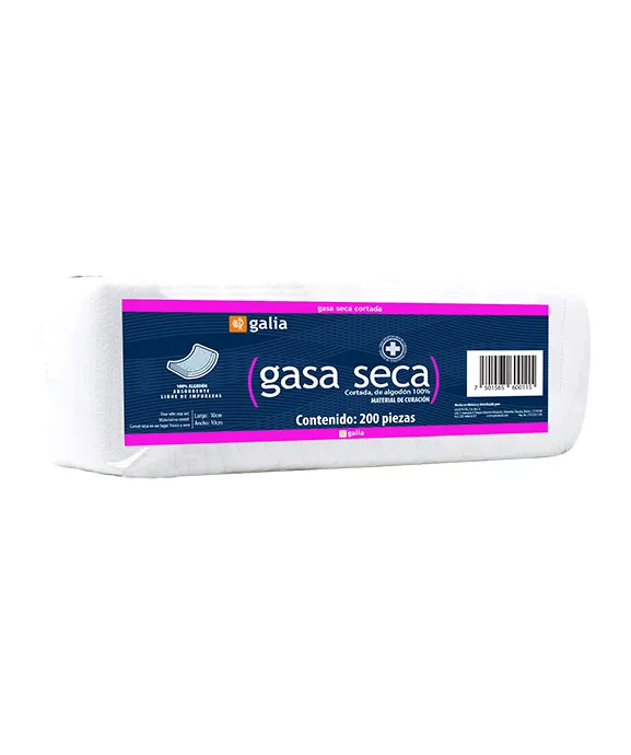 Gasa no estéril 7.5 x 5cm, tejido 20 x 12, 200 piezas galia