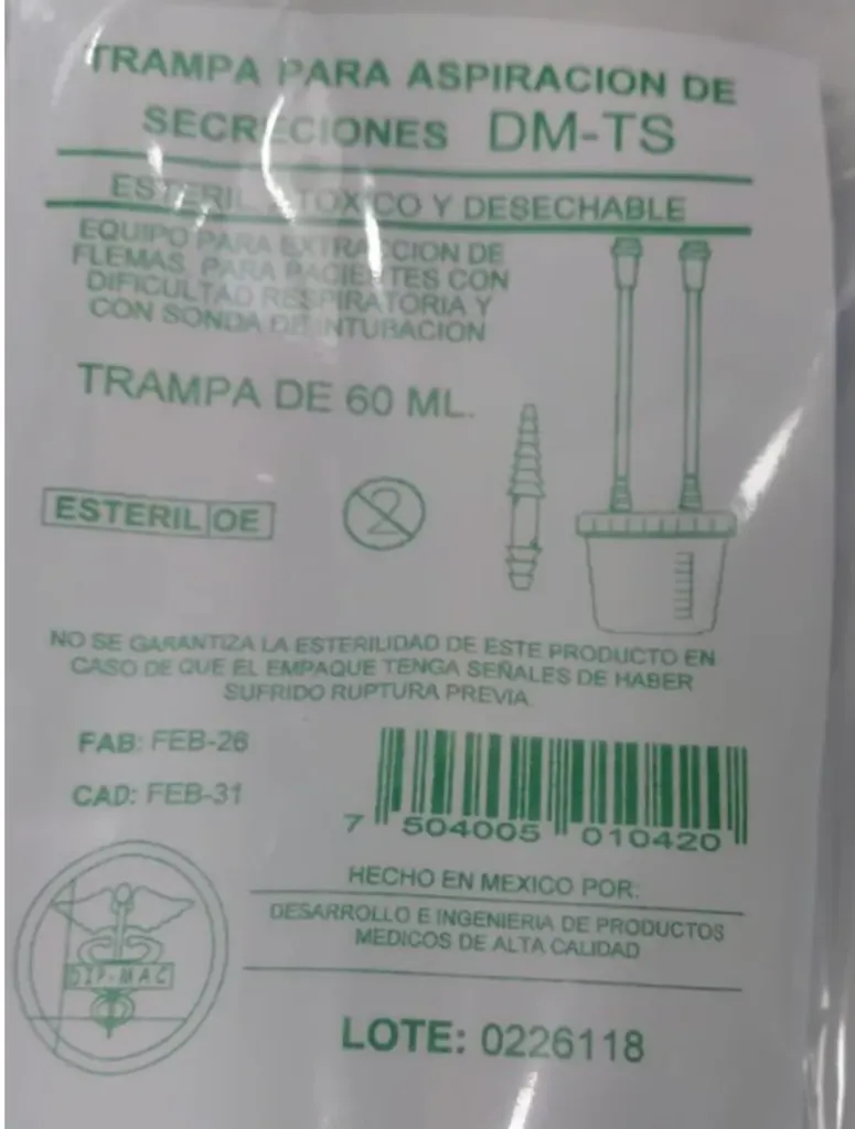 Trampa para secreciones de 60 ml 6 ml