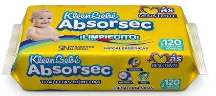 Toallitas Húmedas KleenBebé Absorsec 120 Piezas