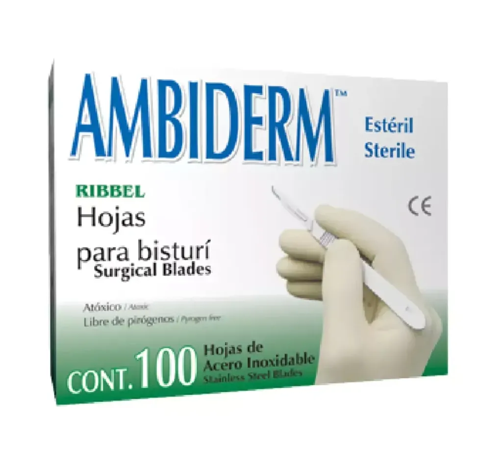 Bisturí acero inoxidable Hoja 15 100 piezas AMBIDERM