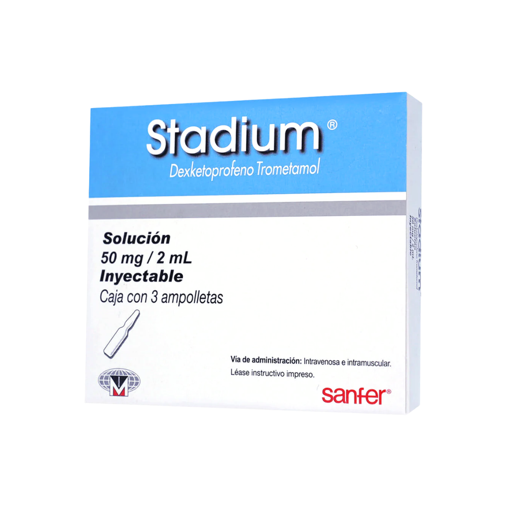 Stadium (dexketoprofeno trometamol) 50 mg/2 ml solución inyectable — caja c/3 ampolletas