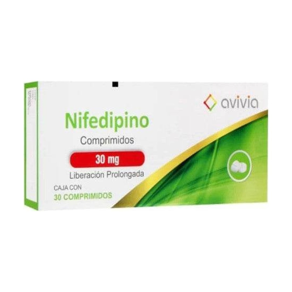 Nifedipino 30 mg liberación prolongada Avivia — caja c/30 comprimidos