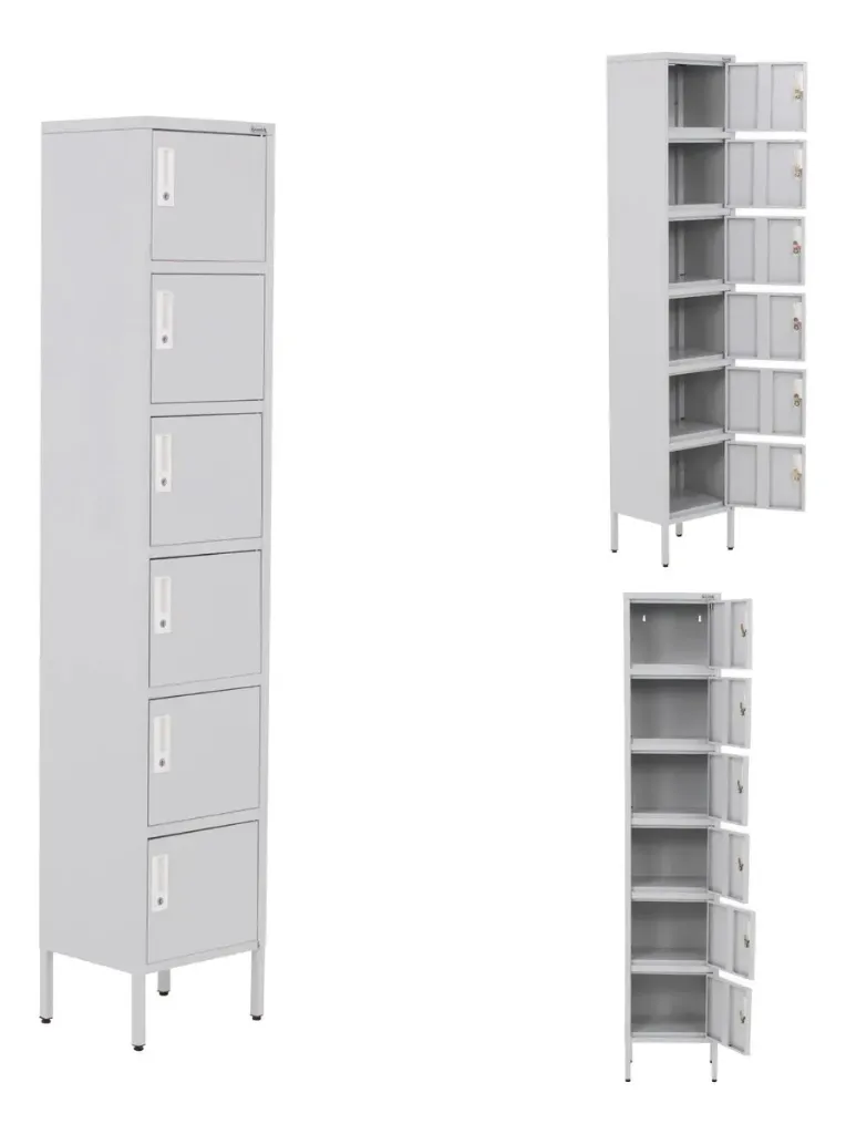 [MLOCKRD] Locker 6 Puertas Metalico Casillero Guardex Llave Seguridad Gris