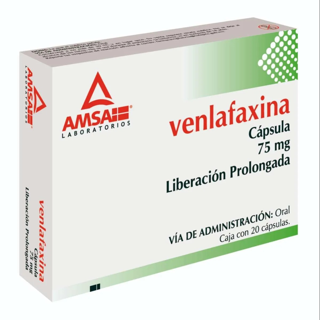 VENLAFAXINA 75 MG LIBERACION PROLONGADA CAJA C/20 CAPSULAS AMSA