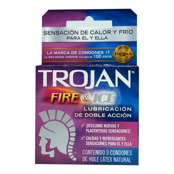 Preservativo Trojan Fire & Ice con 3