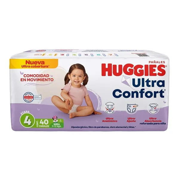 Pañal Huggies Ultra Confort Etapa 4 C/40 Niña
