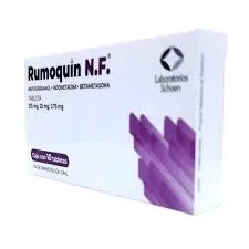 RUMOQUIN N.F. 10 TAB LGEN Metocarbamol 215 mg / Indometacina 25 mg / Betametasona 0.75 mg. Caja Blíster C/10 tabs.