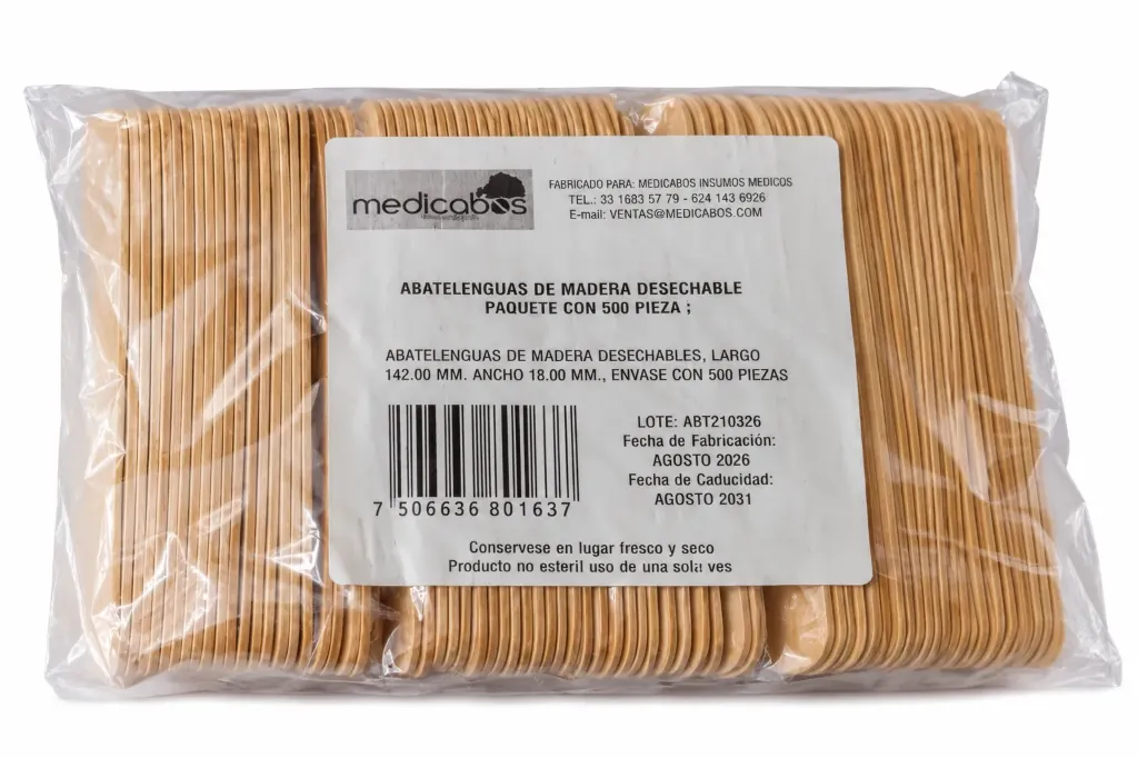Abatelenguas de madera c/500 medicabos