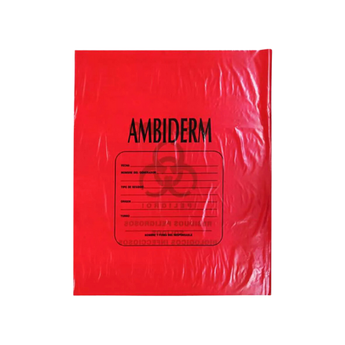 BOLSA ROJA PARA RESIDUOS BIOLOGICOS RPBI 50 X 60 CM AMBIDERM