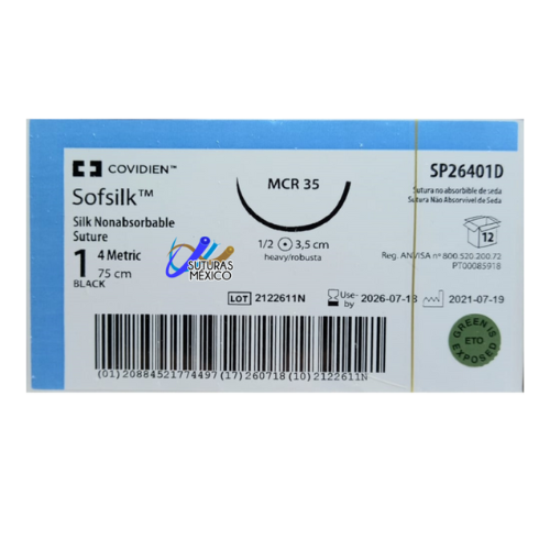 SUTURA SOFSILK NO. 1 COVIDIEN REF SP26401D C/12