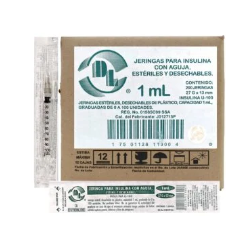 Jeringa para insulina 1ml 27 X 13 mm