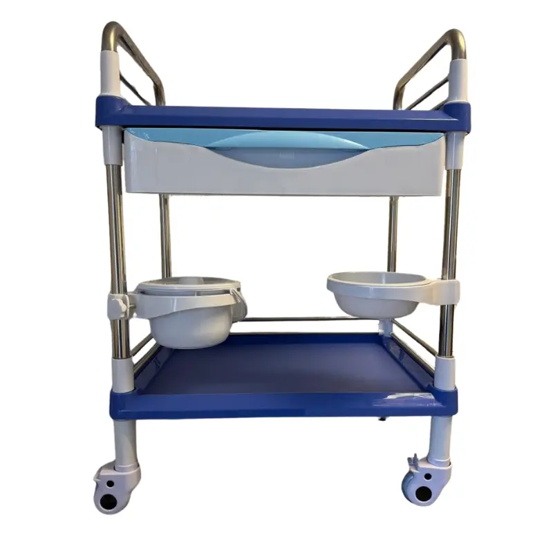 Carro de curaciones ABS con cubeta y palangana