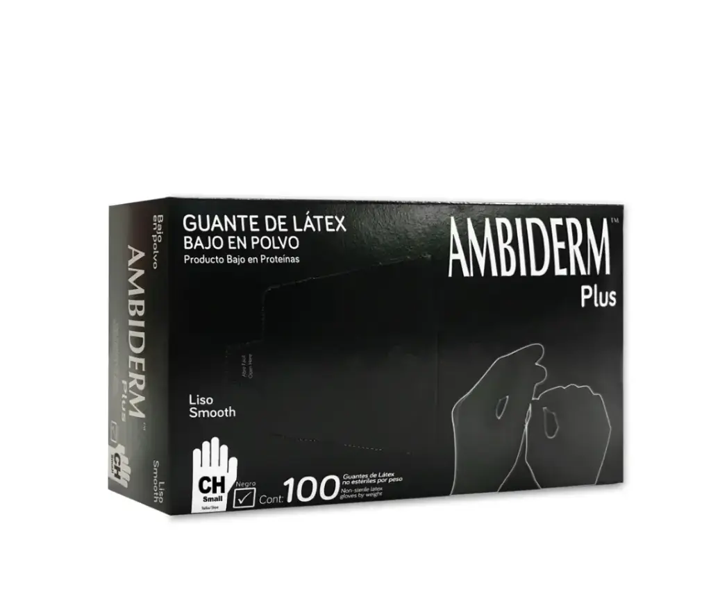 [PLUSNEGROCHICO] Guante Plus Liso Negro Látex No Estéril C/100 (Chico)