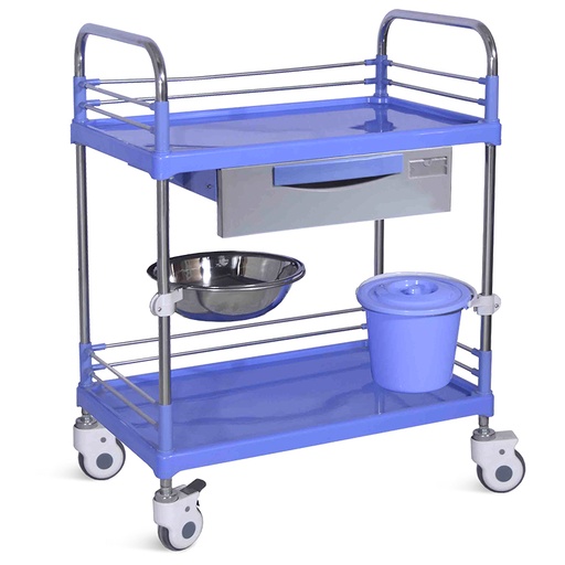 [MCR007] Carro de curación con cubeta y palangana ABS azul