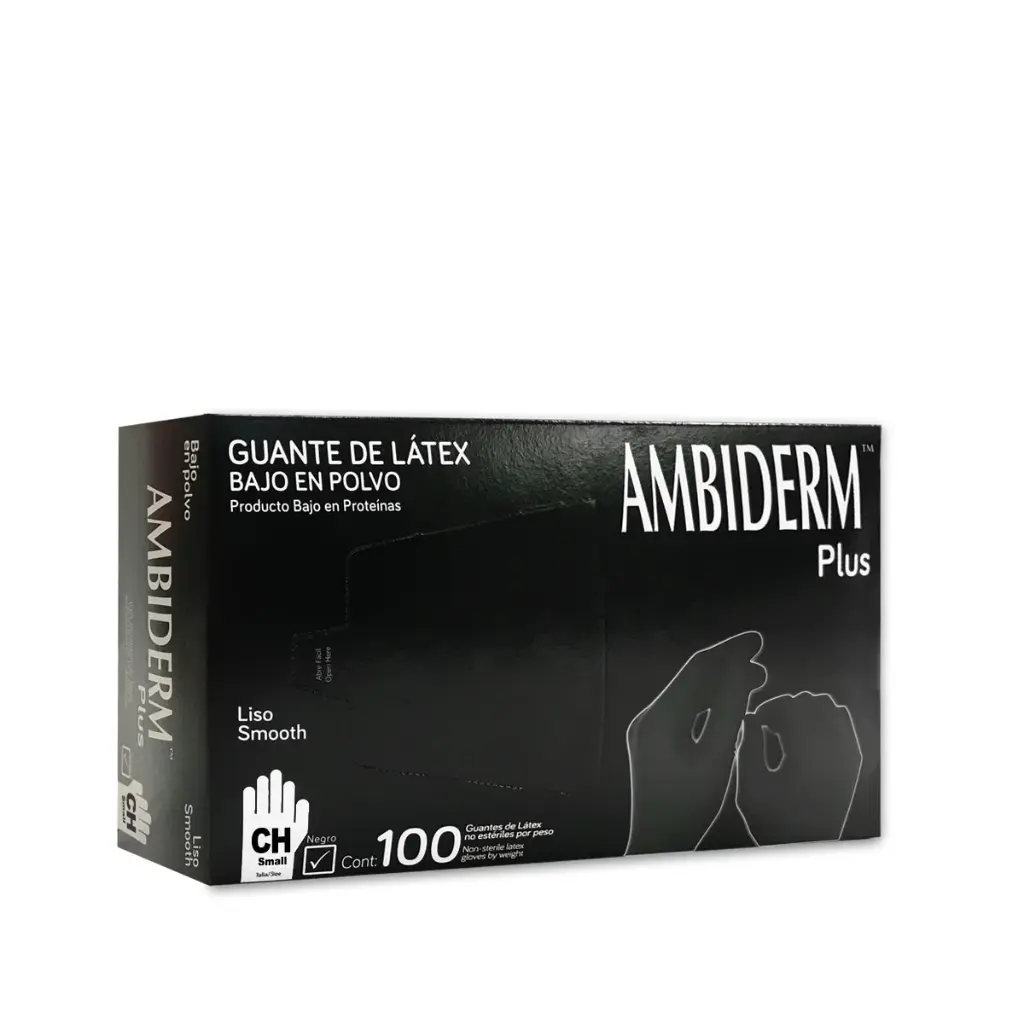 Guante Plus Liso Negro Látex No Estéril C/100